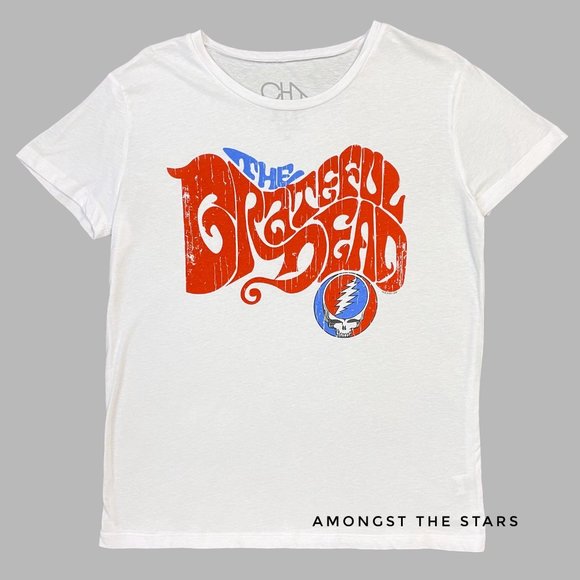 Chaser The Grateful Dead White Red Blue Band Tee - Picture 1 of 4